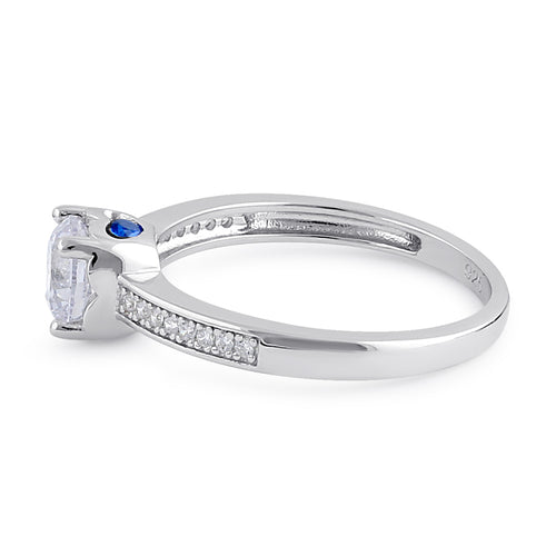 Sterling Silver Clear and Spinel CZ Engagement Ring