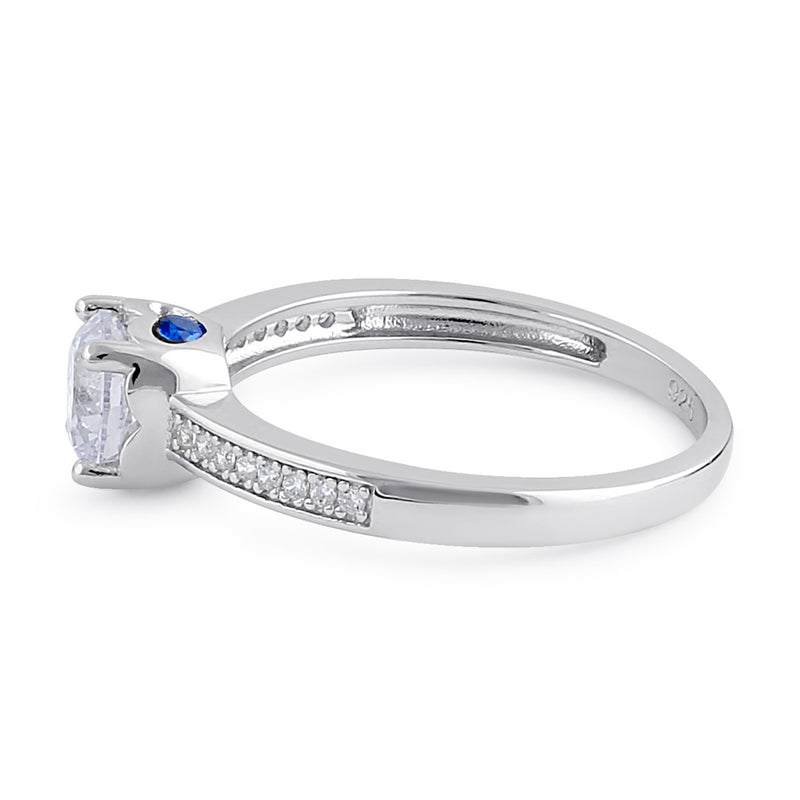 Sterling Silver Clear and Spinel CZ Engagement Ring