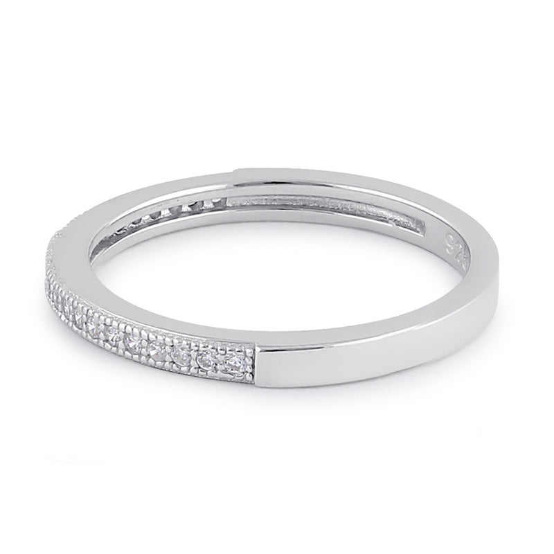 Sterling Silver Thin Clear CZ Band Ring
