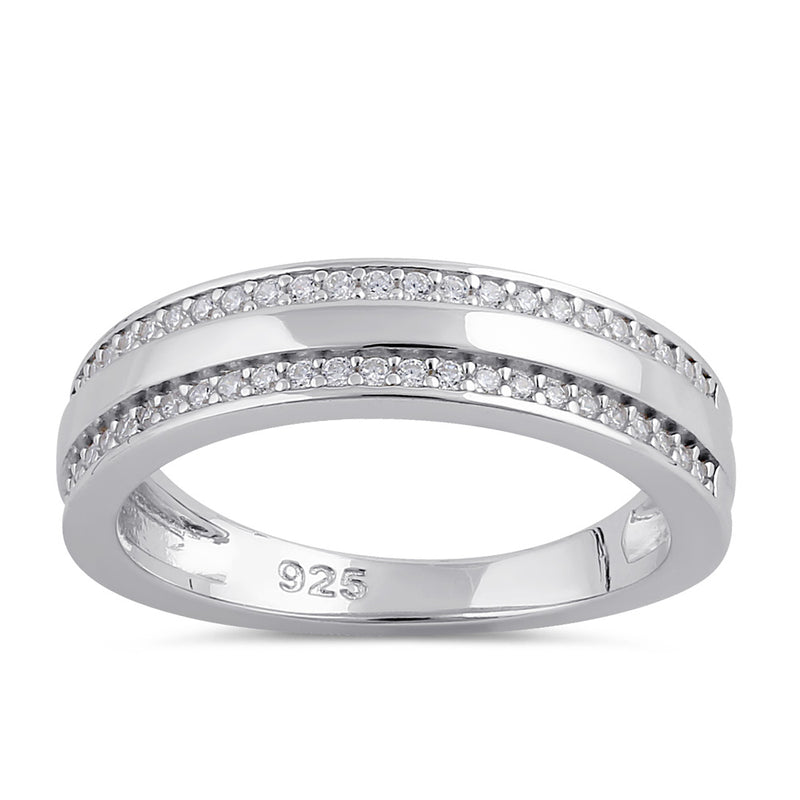 Sterling Silver Half Eternity Clear CZ Ring