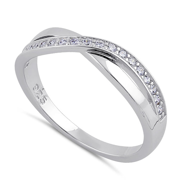 Sterling Silver Clear CZ Infinity Twist Ring