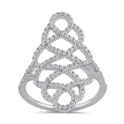 Sterling Silver Figure 8 Extravagant Clear CZ Ring