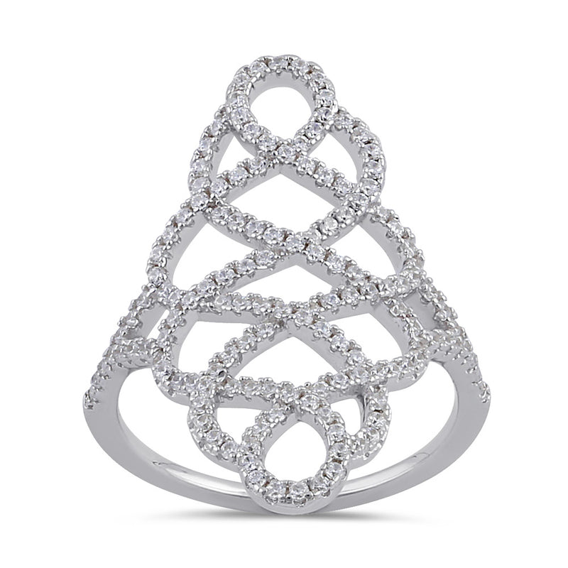 Sterling Silver Figure 8 Extravagant Clear CZ Ring