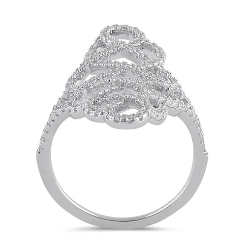 Sterling Silver Figure 8 Extravagant Clear CZ Ring