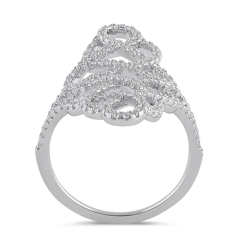 Sterling Silver Figure 8 Extravagant Clear CZ Ring