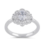 Sterling Silver CZ Vintage Engagement Ring