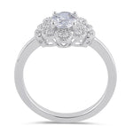 Sterling Silver CZ Vintage Engagement Ring