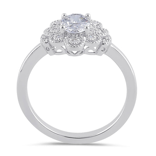 Sterling Silver CZ Vintage Engagement Ring