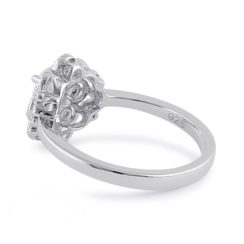 Sterling Silver CZ Vintage Engagement Ring