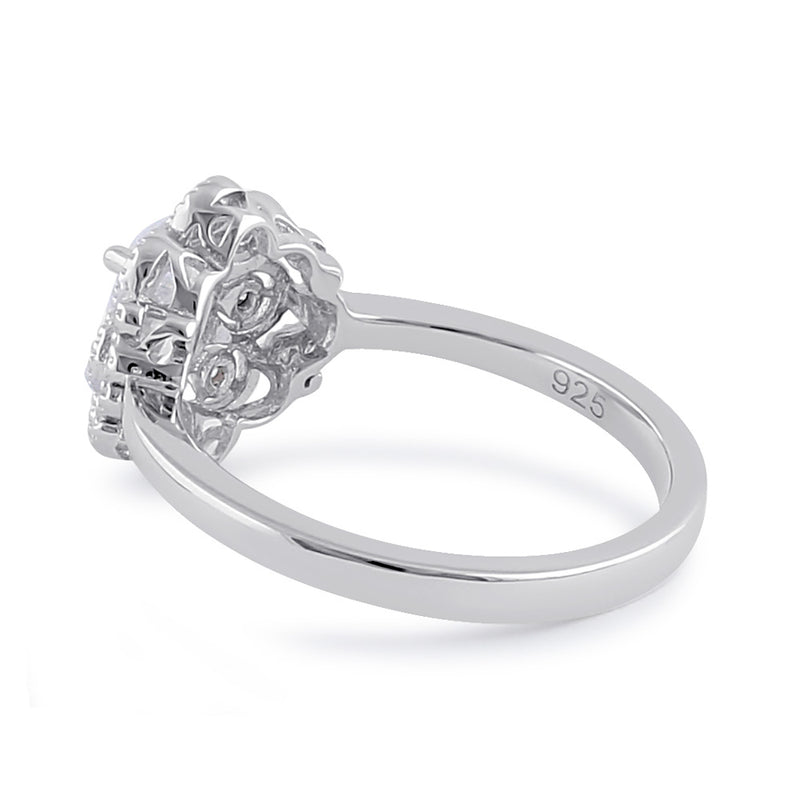 Sterling Silver Clear CZ Vintage Engagement Ring