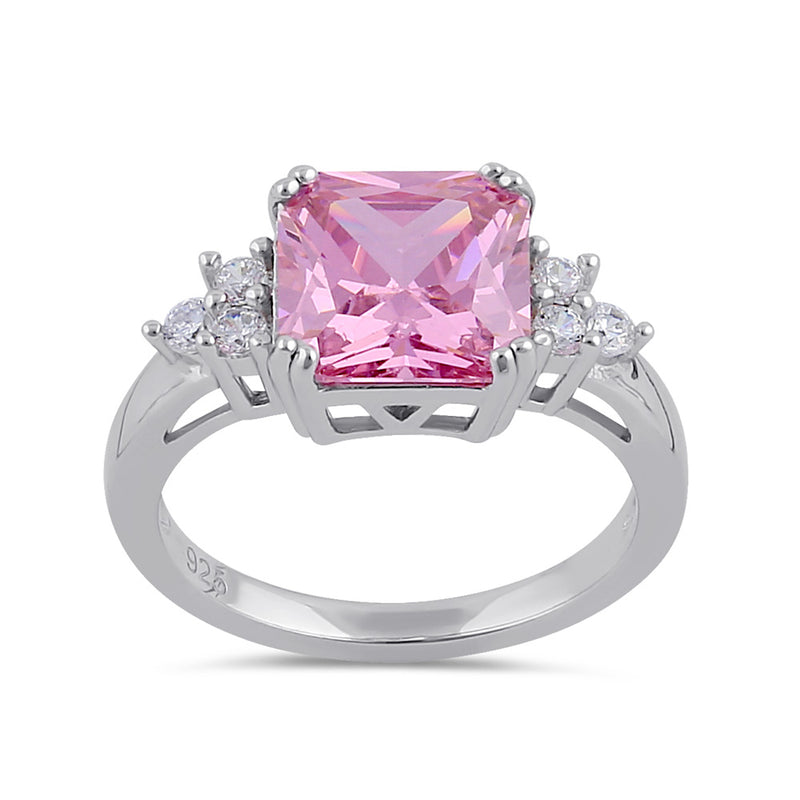 Sterling Silver Elegant Pink CZ Center Ring