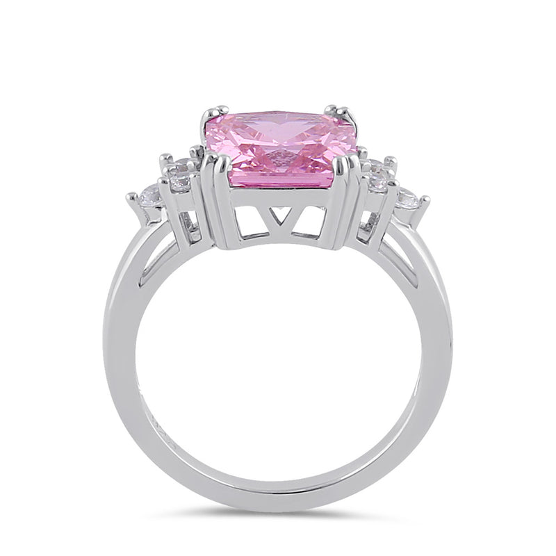 Sterling Silver Elegant Pink CZ Center Ring