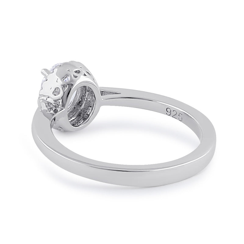 Sterling Silver Clear CZ Oval Halo Ring