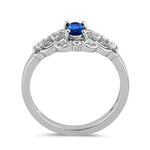 Sterling Silver Blue CZ Vintage Design Ring