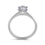 Sterling Silver 6.5mm Clear CZ Crown Setting Ring