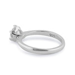 Sterling Silver 6.5mm Clear CZ Crown Setting Ring