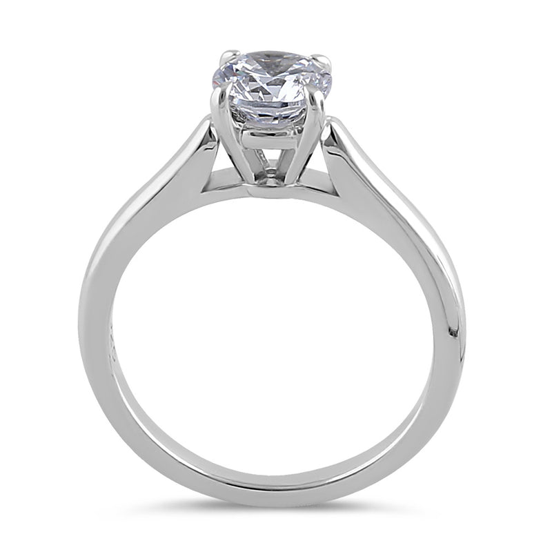 Sterling Silver 6.5mm Clear CZ Catherdral Setting Ring