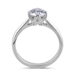Sterling Silver 6.5mm Clear CZ Four Crossed Prong Setting Ring