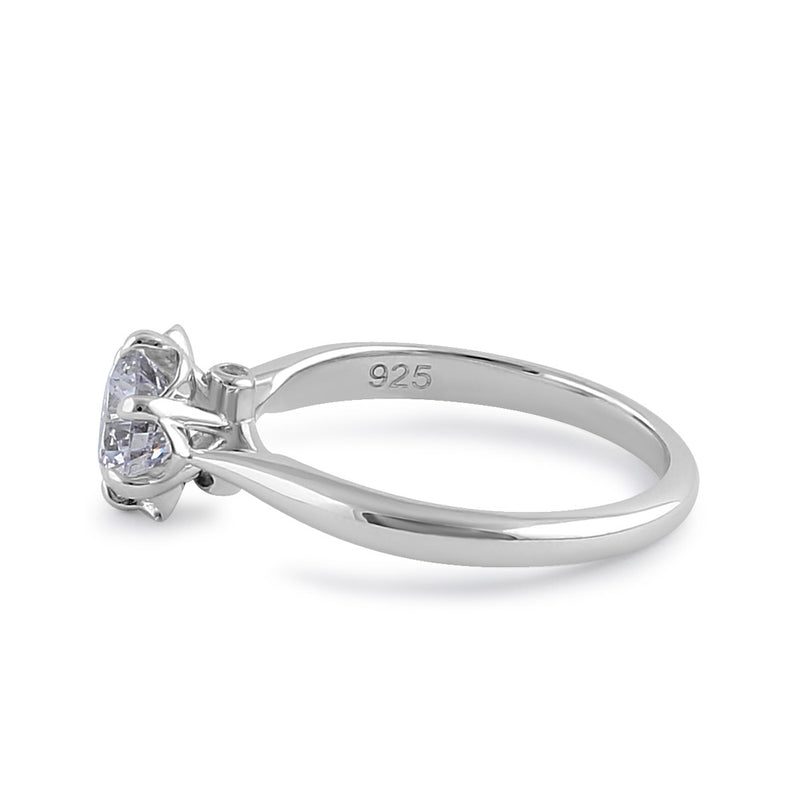 Sterling Silver 6.5mm Clear CZ Small Flower Setting Ring