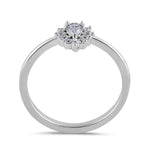 Sterling Silver Clear CZ Dainty Pear Halo Ring
