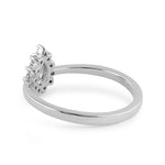 Sterling Silver Clear CZ Dainty Pear Halo Ring