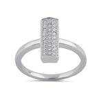Sterling Silver Clear CZ Trendy Bar Ring