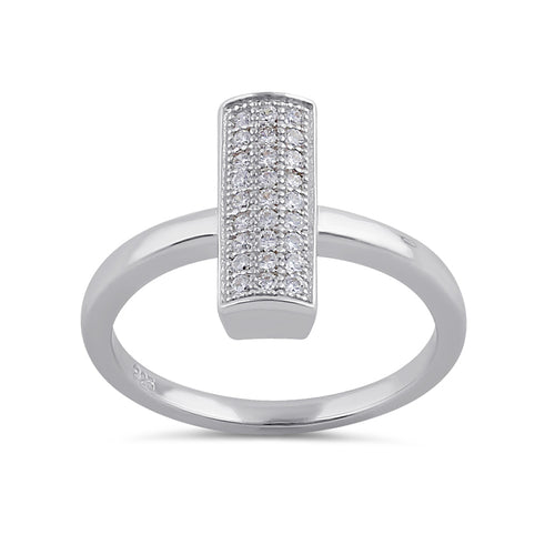 Sterling Silver Clear CZ Trendy Bar Ring