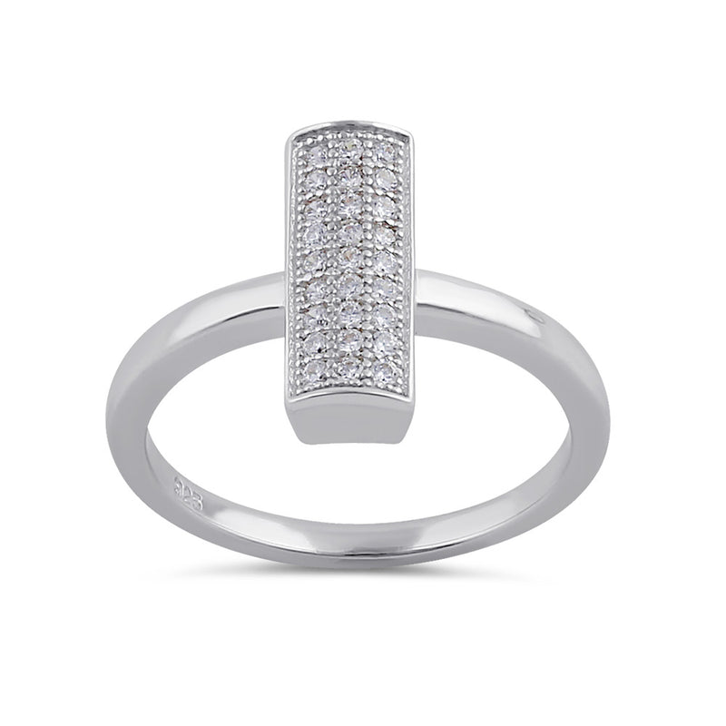 Sterling Silver Clear CZ Trendy Bar Ring