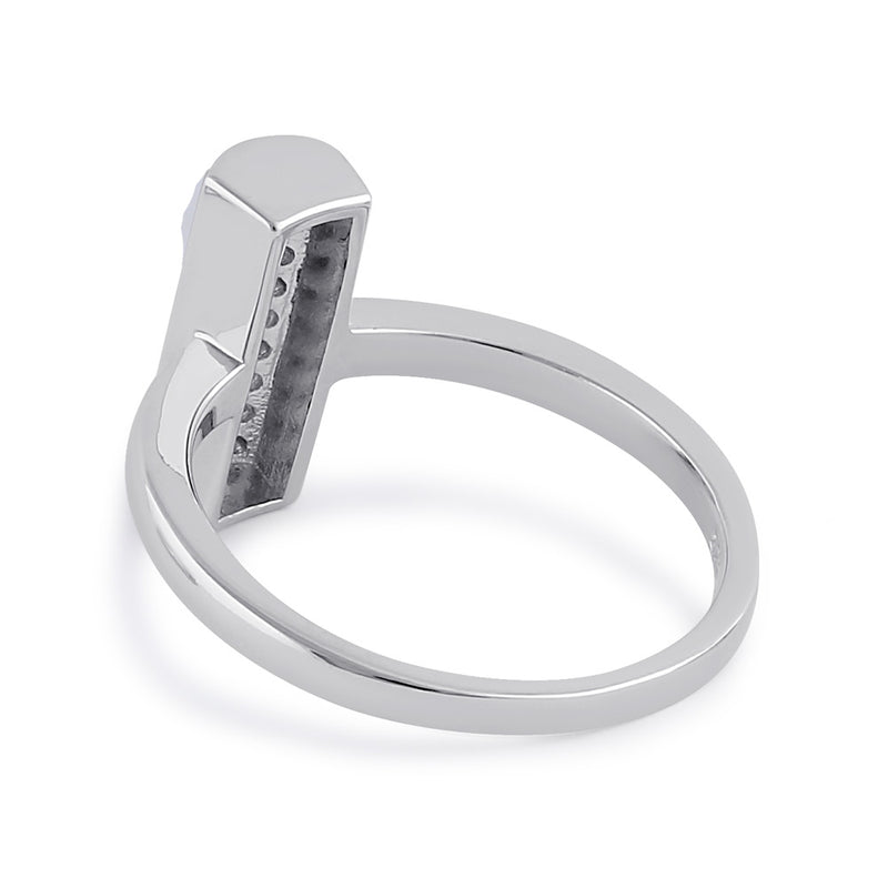 Sterling Silver Clear CZ Trendy Bar Ring