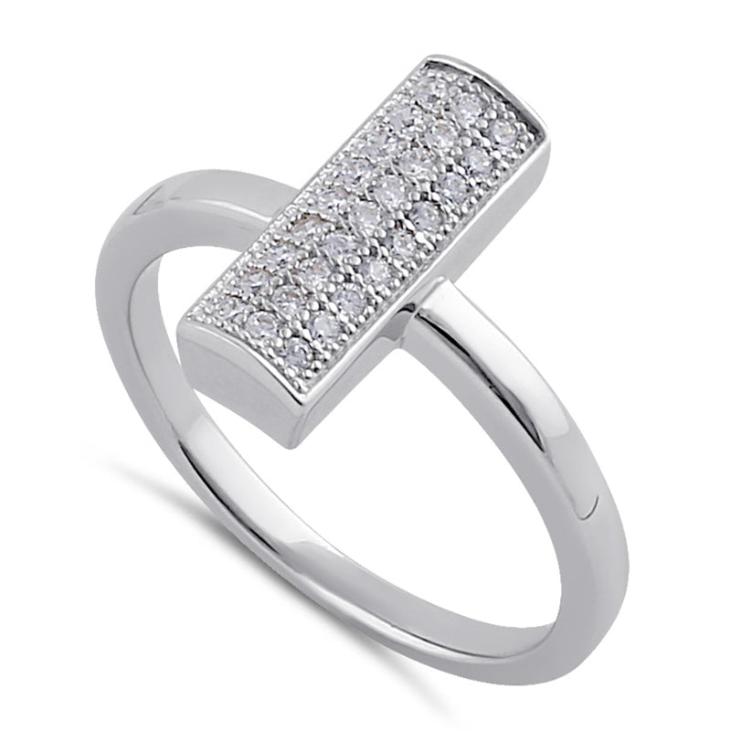 Sterling Silver Clear CZ Trendy Bar Ring