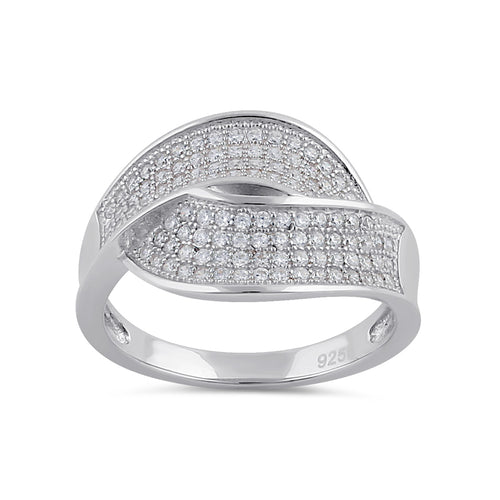 Sterling Silver Clear CZ Thick Twist Ring