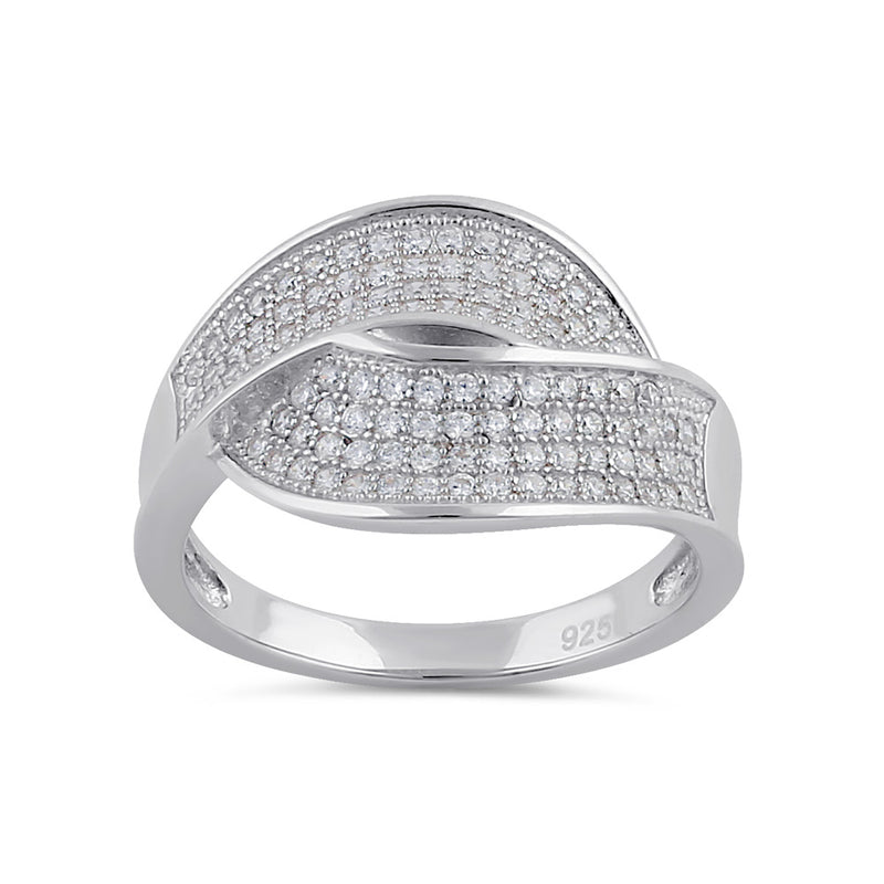 Sterling Silver Clear CZ Thick Twist Ring