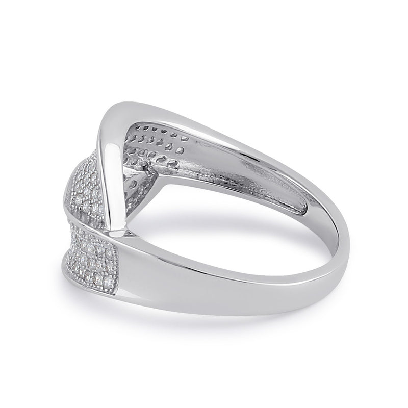 Sterling Silver Clear CZ Thick Twist Ring