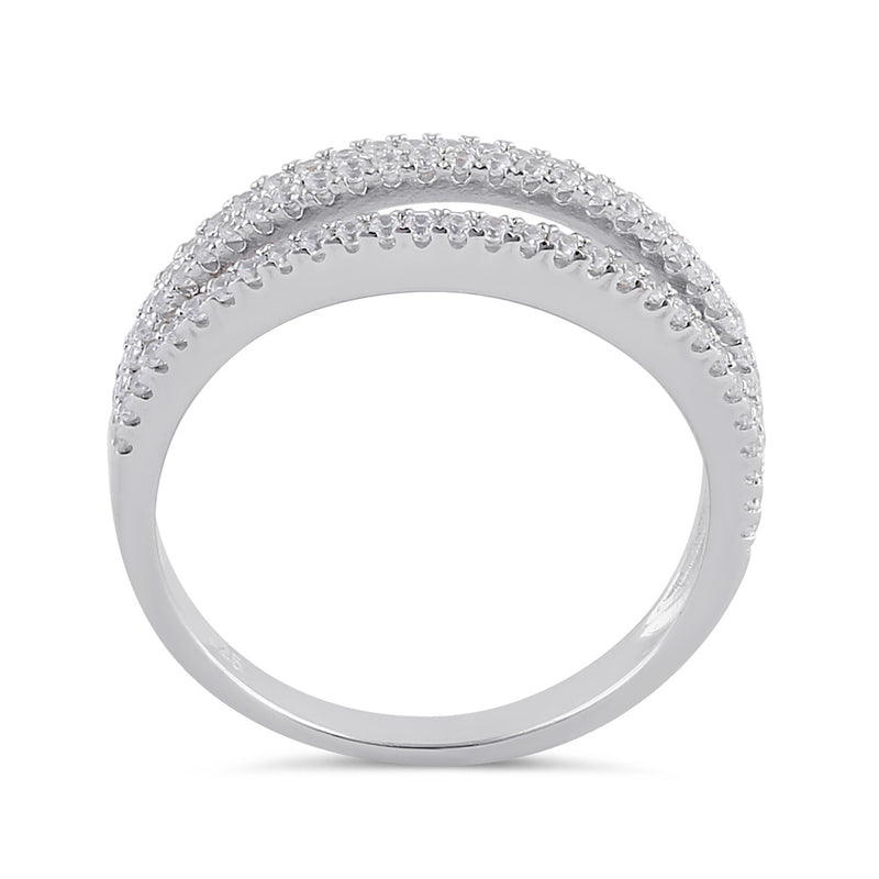 Sterling Silver Clear CZ Triple Layer Ring