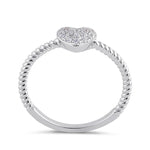 Sterling Silver Clear CZ Rope and Heart Ring