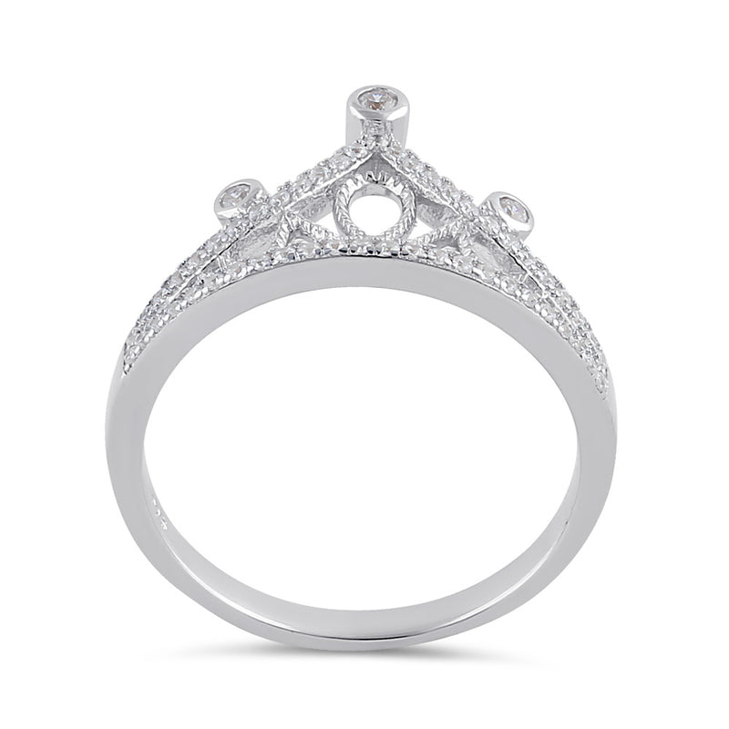 Sterling Silver Clear CZ Frozen Crown Ring