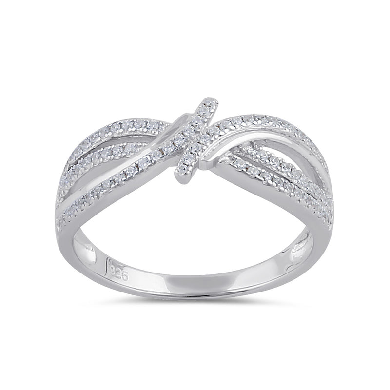 Sterling Silver Clear CZ Elegant Twist Ring