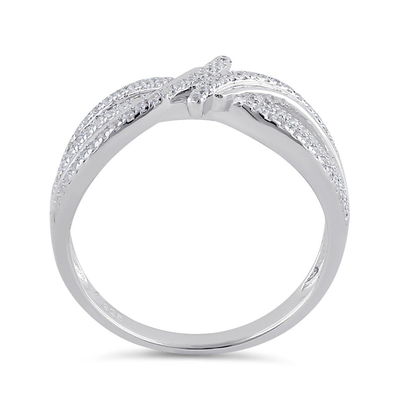 Sterling Silver Clear CZ Elegant Twist Ring