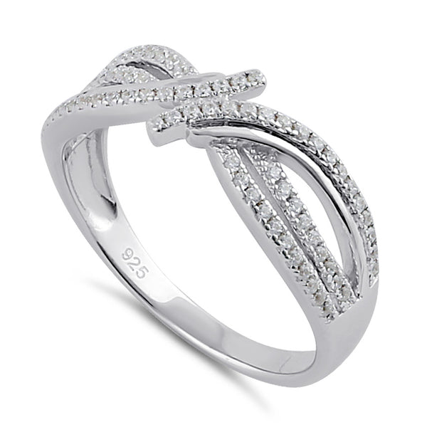 Sterling Silver Clear CZ Elegant Twist Ring