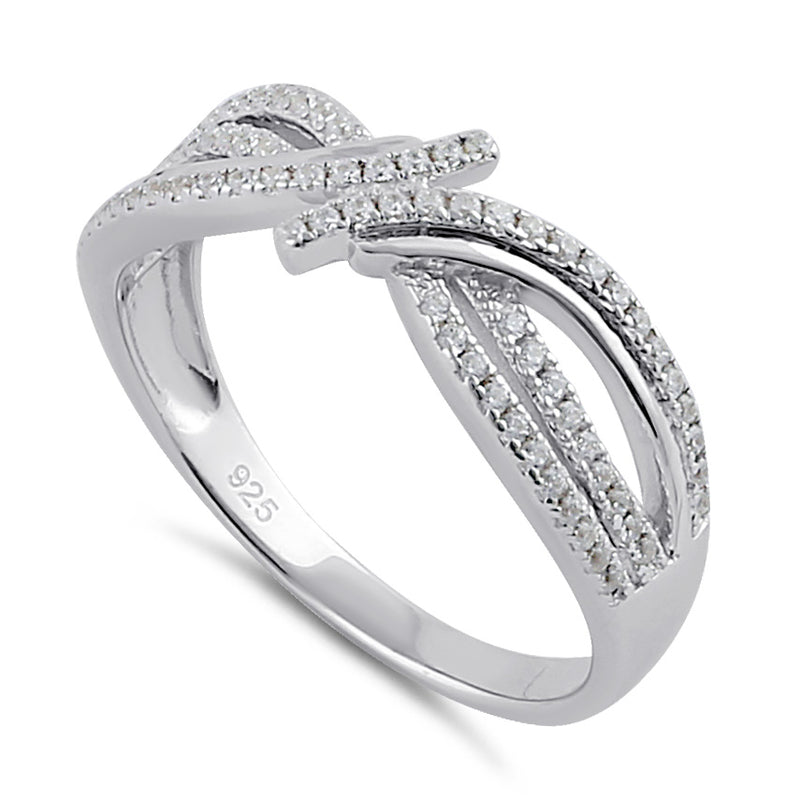 Sterling Silver Clear CZ Elegant Twist Ring