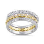 Sterling Silver Triple Stack with Single Yellow Plated Clear CZ Rings