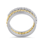 Sterling Silver Triple Stack with Single Yellow Plated Clear CZ Rings