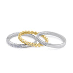 Sterling Silver Triple Stack with Single Yellow Plated Clear CZ Rings