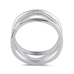 Sterling Silver Clear CZ Triple Stack Wave Ring