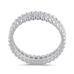 Sterling Silver Clear CZ Beaded Band Ring