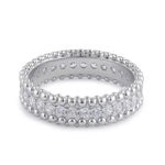 Sterling Silver Clear CZ Beaded Band Ring