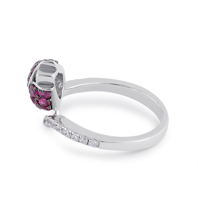 Sterling Silver Ruby and Clear CZ Rose Ring