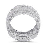 Sterling Silver Clear CZ Quad Stack Wave Ring