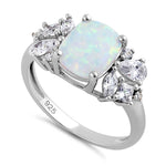 Sterling Silver White Lab-Opal CZ Ring