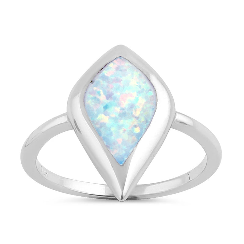 Sterling Silver Mystic Shape White Opal Ring